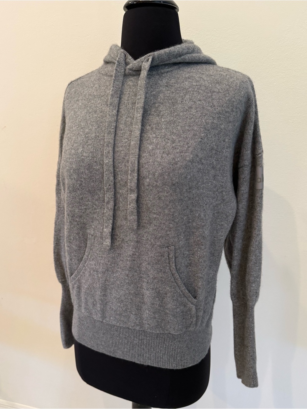 ALO YOGA Cozy Gray Cashmere-Blend Jet Set Hoodie Pullover Sweatshirt S $300 - Picture 6 of 12